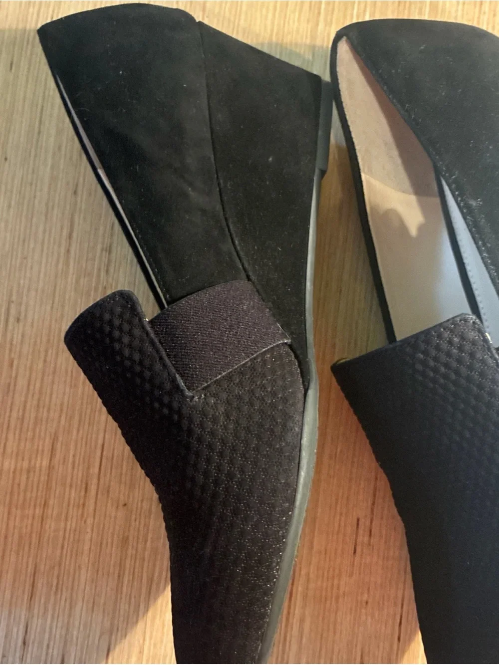 Alex Marie Black wedged Textured Slip-On Flats Sz 8.5